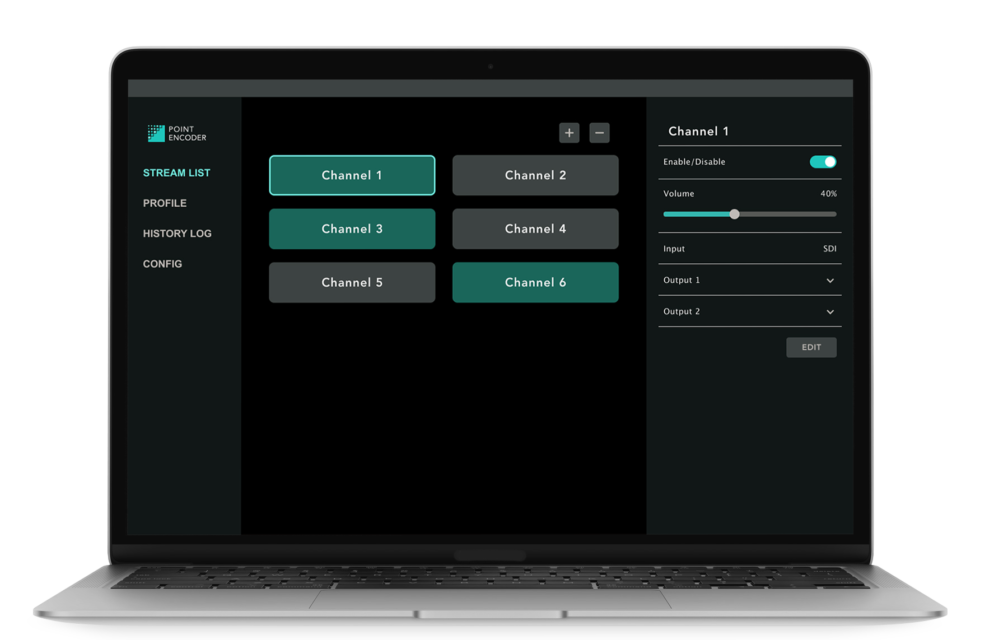 Encoder UI mockup Encoder介面支援多頻道輸出